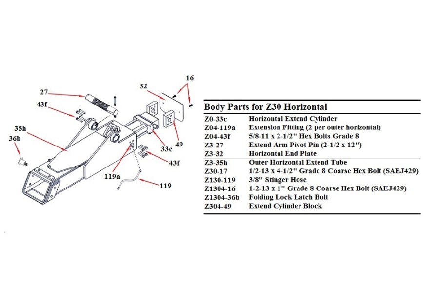 Picture of Zacklift Z30 Outer Horizontal Extend Tube