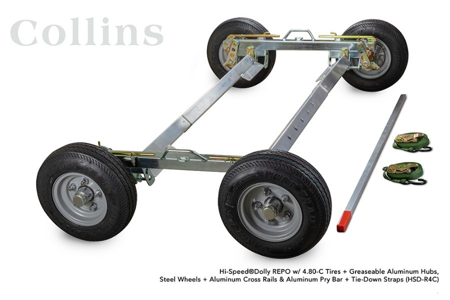 Picture of Collins Hi-Speed Dolly REPO Dolly Set Zinc Plated w/ Aluminum Axles and Steel 5 Lug Wheels 4.80 x 8