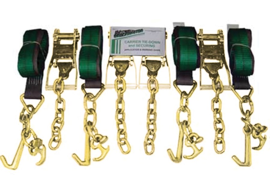 Picture of WreckMaster 4-Point Tie-Down System with Cluster and Wide Handled Ratchets with
Chains