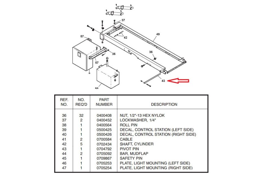 Picture of Century Bed Pivot Pin 38" x 1.25" Century / Challenger / Champion / Holmes / Vulcan