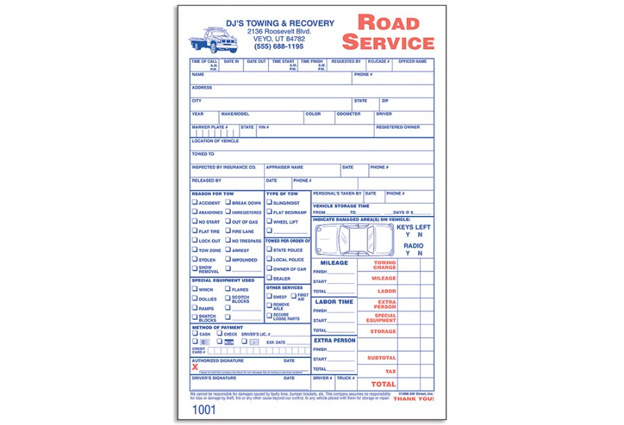 Picture of Custom Road Service Form Books