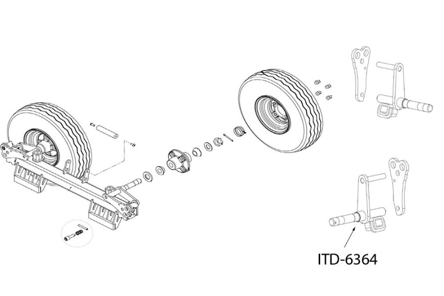 Picture of In The Ditch Replacement XD Dolly Spindle Assembly Left Hand