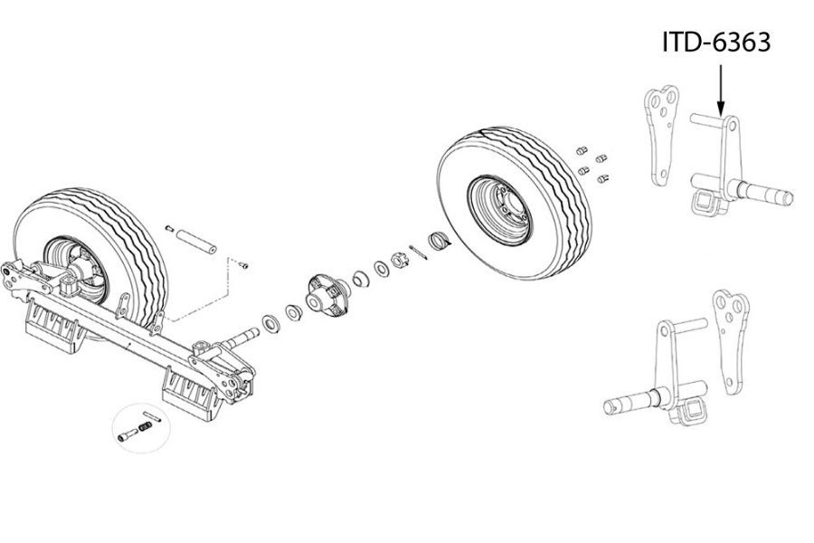 Picture of In The Ditch Replacement XD Dolly Spindle Assembly Right Hand