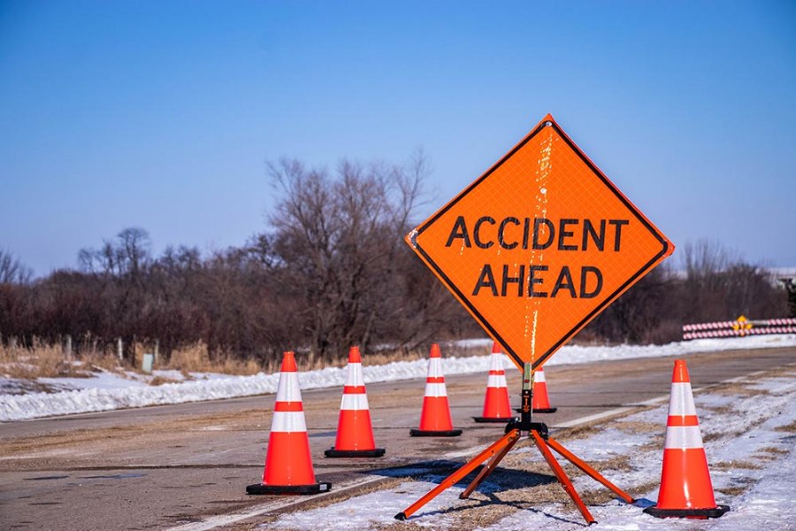 Picture of Sign and Safety Equipment 36" Orange "Accident Ahead" Roll-Up Sign