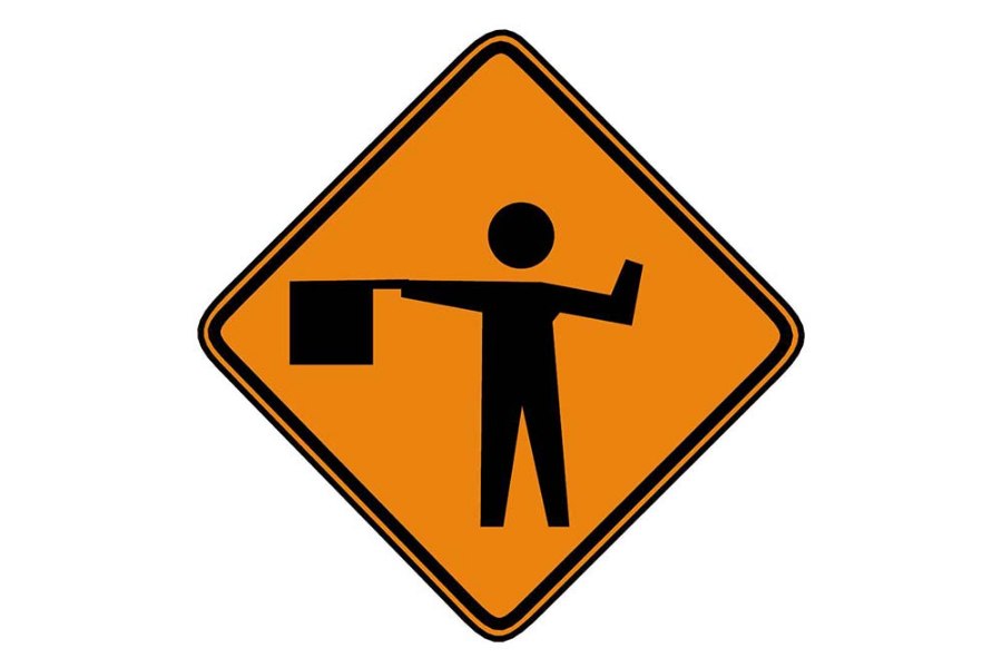 Picture of Sign and Safety Equipment Orange Flagger Symbol Roll-Up Sign