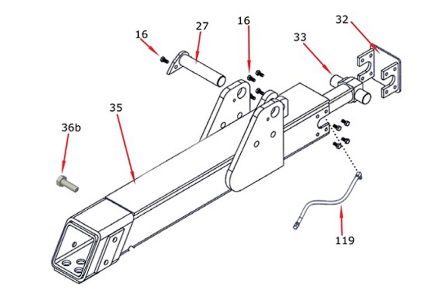 Picture of Zacklift Outer Horizontal Pivot Pin w/ Teardrop Plate 2" x 8 3/8"