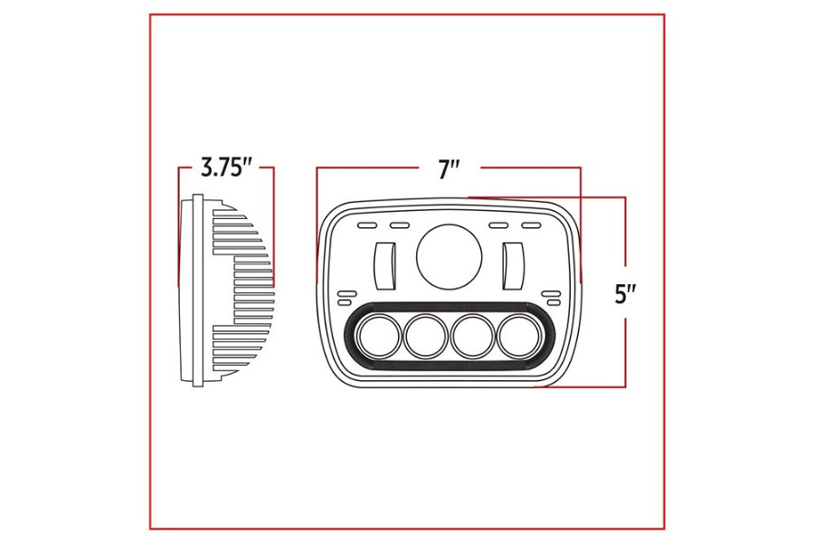 Picture of Trux LED Projection Headlight w/ Auxiliary Halo Oblong - Combonation High/Low
Beam