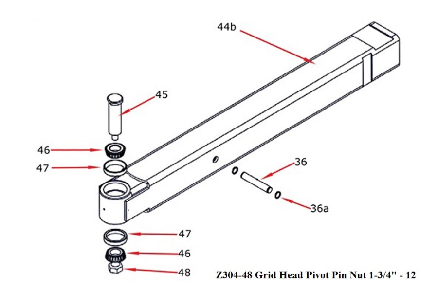 Picture of Zacklift Grid Head Pivot Pin Nut 1 3/4" x 12"