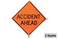 Picture of Sign and Safety Equipment 36" Orange "Accident Ahead" Roll-Up Sign