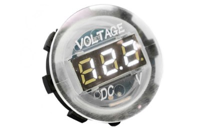 Picture of Race Sport Clear Digital Volt Meter Round Gauge with LED Digital Lighting - 12 volt operation range