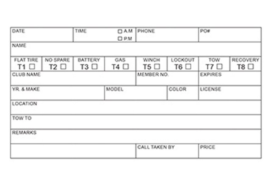 Picture of Zip's Telephone Tow Log Book