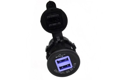 Picture of Race Sport 2 Port USB Socket 3.1A    Input: DC12V/24V Output: DC5V 3.1A totally 4led inside