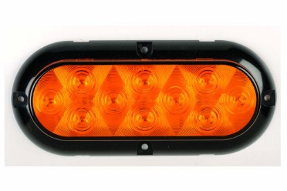 Picture of Custer's Orange 6-1/2" Oval LED P/T Flange-Mount Light w/ Black Bezel