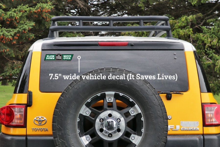 Picture of Zip's Vinyl Vehicle Decal - Slow Down Move Over It Saves Lives