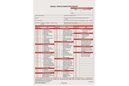 Picture of JJ Keller Annual Vehicle Inspection Report Form