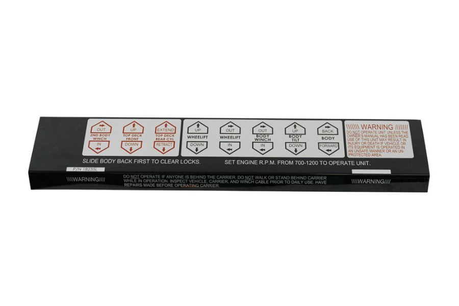 Picture of CARRIER ID CNTRL PANEL,DRVR,DUAL DECK PLACARD, DRIVER SIDE