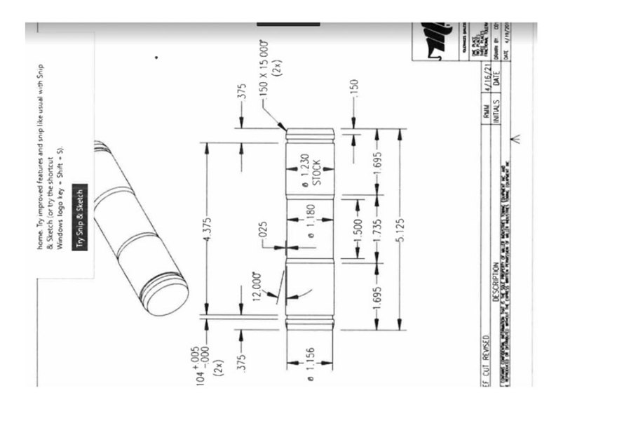 Picture of Miller Bed Extend Cylinder Pin