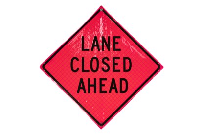 Picture of Sign and Safety Equipment Pink Retroreflective Vinyl "Lane Closed Ahead" Roll-Up Sign