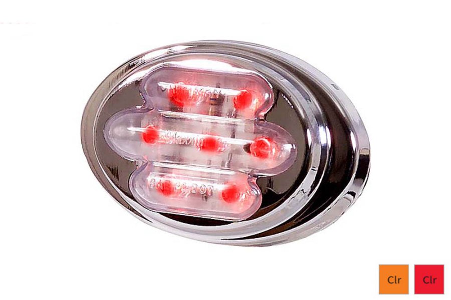 Picture of Maxxima 3" x 2" Mini Oval SS Clearance Marker Lights w/ Clear Lens and 7 LEDs