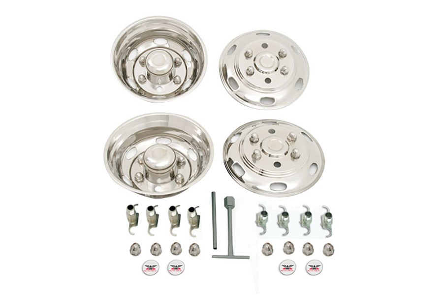 Picture of Phoenix Stainless Steel D.O.T. Dual Wheel Simulator 19.5" x 6.75" 8 Lug 4 HH 33MM Lug Nut Covers for 22mm Lug Nuts