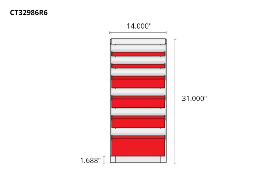 Picture of CTech 6 Drawer Red Toolbox Systems