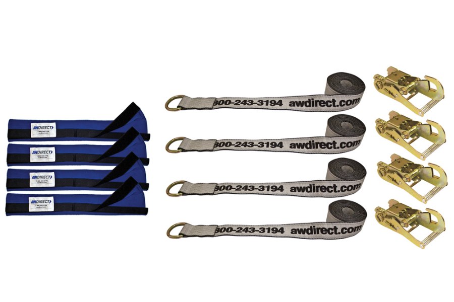 Picture of AW Direct 4-Point Tie-Down Kits, Straps with D-Rings, Wear Pads, Ratchets with Snap Hooks