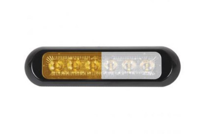 Picture of Maxxima LED Ultra Thin Profile Clear Lens Warning Light, .9", White/Amber