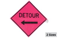 Picture of Sign & Safety Equipment Pink Retroreflective Vinyl "Detour" Roll-Up Sign