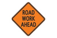 Picture of Sign and Safety Equipment Orange "Road Work Ahead" Roll-Up Sign