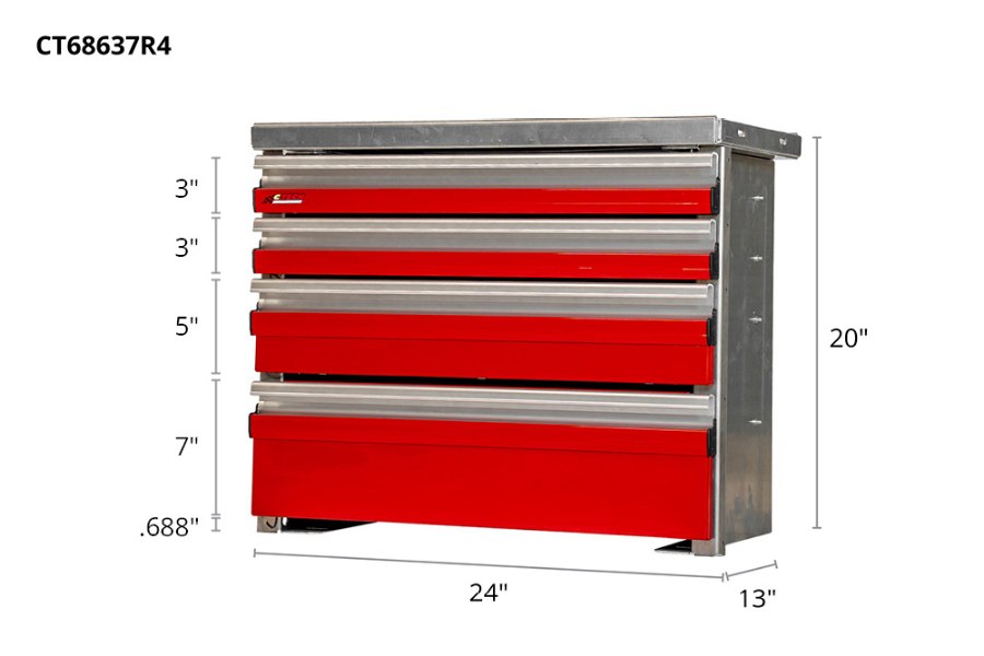 Picture of CTech 4 Drawer Red Toolbox Systems