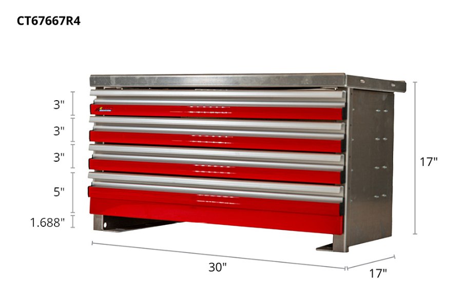 Picture of CTech 4 Drawer Red Toolbox Systems