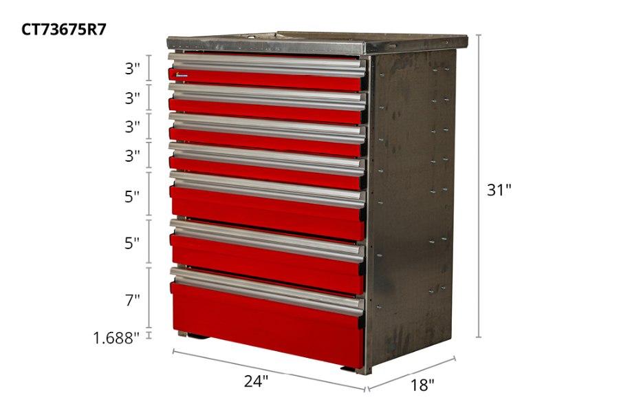 Picture of CTech 7 Drawer Red Toolbox Systems