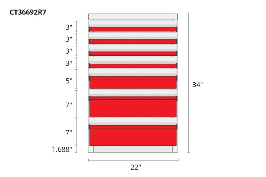Picture of CTech 7 Drawer Red Toolbox Systems