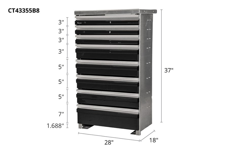 Picture of CTech 8 Drawer Black Toolbox Systems