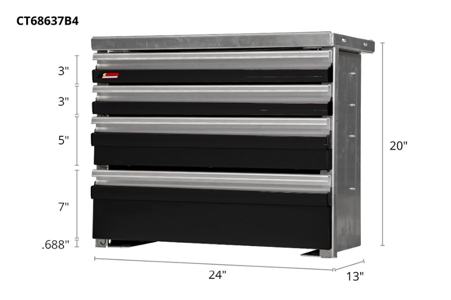 Picture of CTech 4 Drawer Black Toolbox Systems