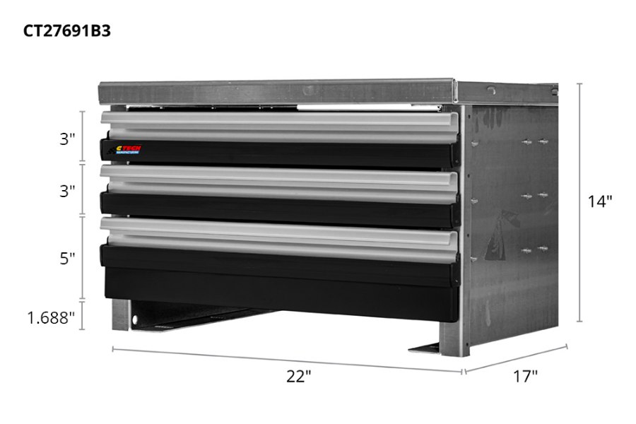 Picture of CTech 3 Drawer Black Toolbox Systems