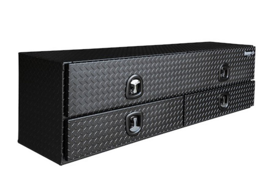 Picture of Buyers Topsiders Textured Matte Black Diamond Tread Aluminum HD Flatbed Contractor w/Lower Drawers