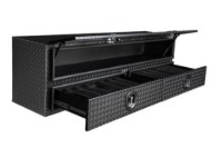 Picture of Buyers Topsiders Textured Matte Black Diamond Tread Aluminum HD Flatbed Contractor w/Lower Drawers