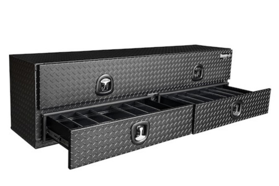Picture of Buyers Topsiders Textured Matte Black Diamond Tread Aluminum HD Flatbed Contractor w/Lower Drawers