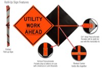 Picture of Sign and Safety Equipment Orange "Utility Work Ahead" Roll-Up Sign