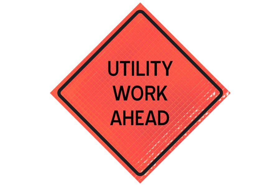 Picture of Sign and Safety Equipment Orange "Utility Work Ahead" Roll-Up Sign
