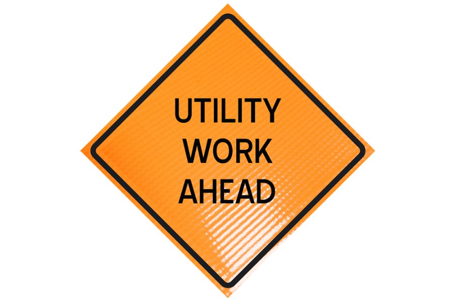 Picture of Sign and Safety Equipment Orange "Utility Work Ahead" Roll-Up Sign