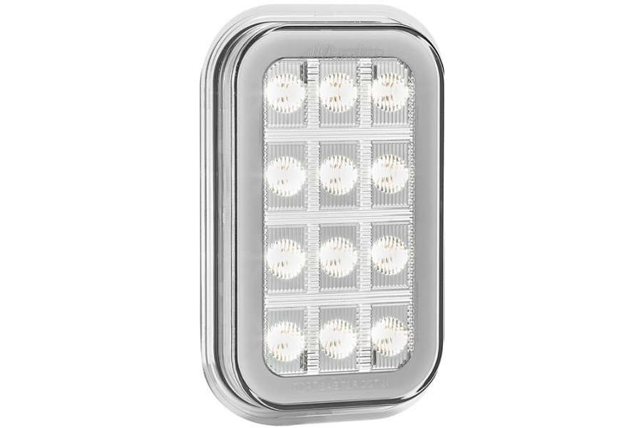 Picture of Maxxima 3"x5" White Rectangular Back Up - Red Taillight Glow Edge