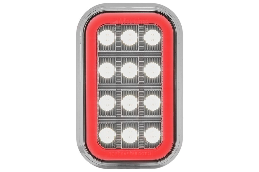Picture of Maxxima 3"x5" White Rectangular Back Up - Red Taillight Glow Edge