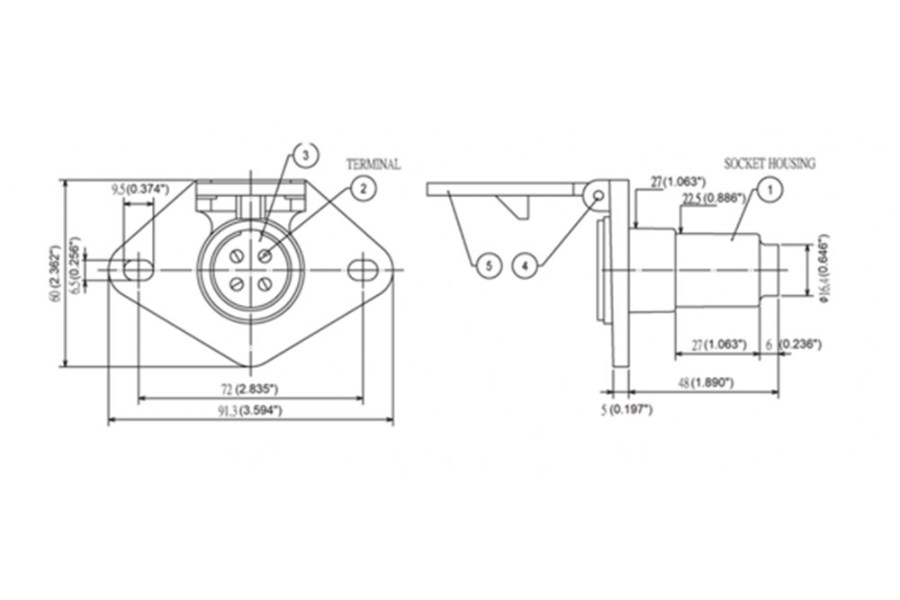 Picture of Grote 4 Pole Trailer Socket With Enclosed Terminals