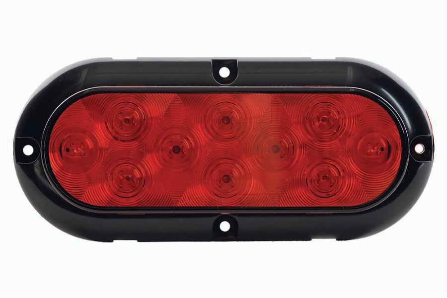 Picture of Red 6-1/2" Oval LED P/T Flange-Mount Light - Chrome Bezel
