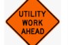 Picture of Sign and Safety Equipment Orange "Utility Work Ahead" Roll-Up Sign